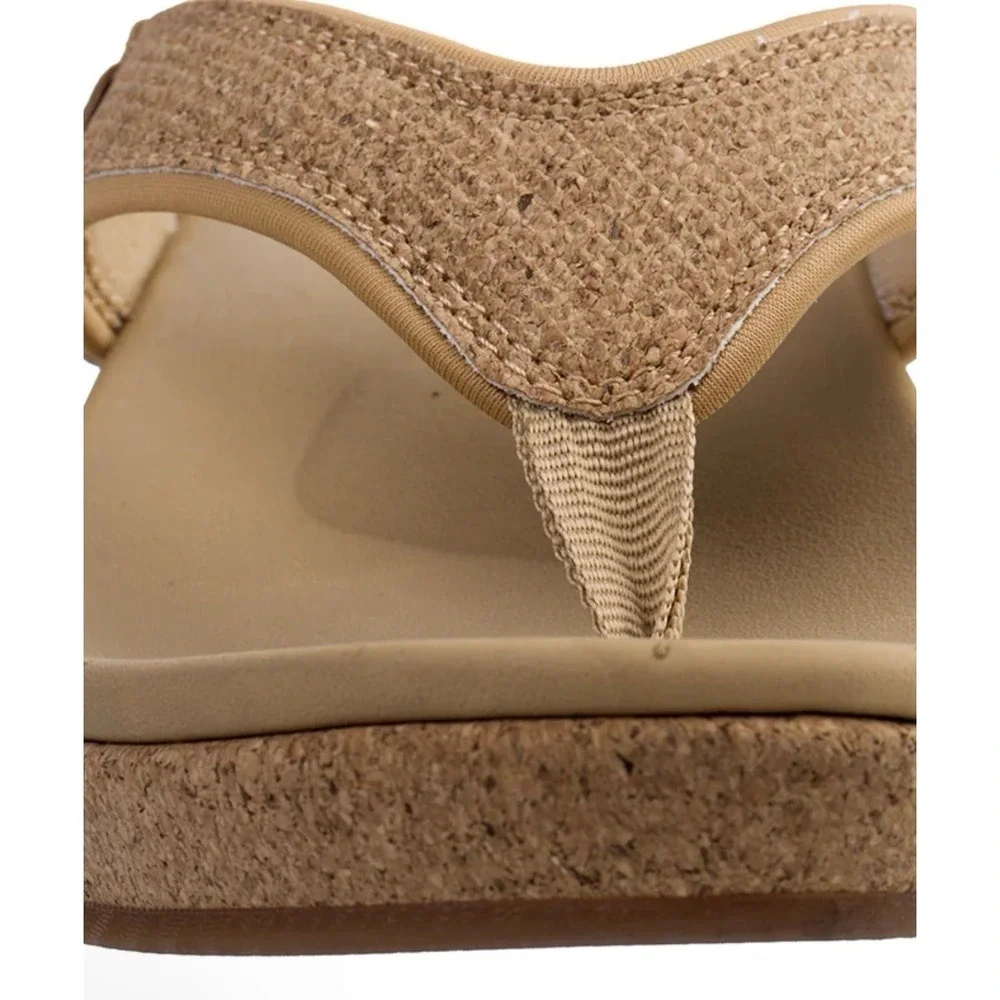 Spenco Sandal Willow Wedge Cork Tan Womens 9 Medium Arch Support Orthotic‎ New